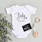 Боди для мальчиков и девочек, из 2022 хлопка, с простым принтом, объявление беременности