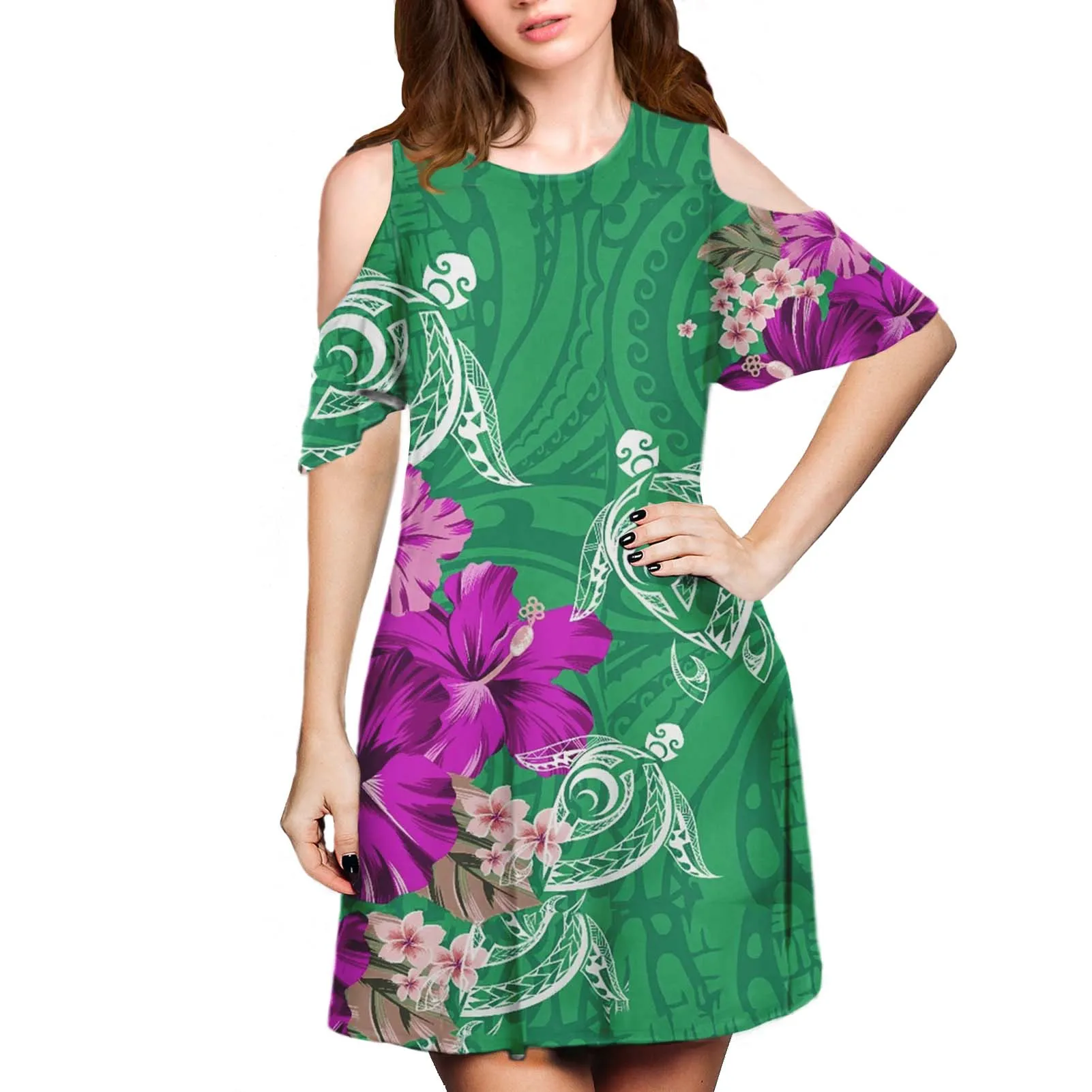 Hycool Лидер продаж полинезийская принт для женщин Милое Платье миди красное платье