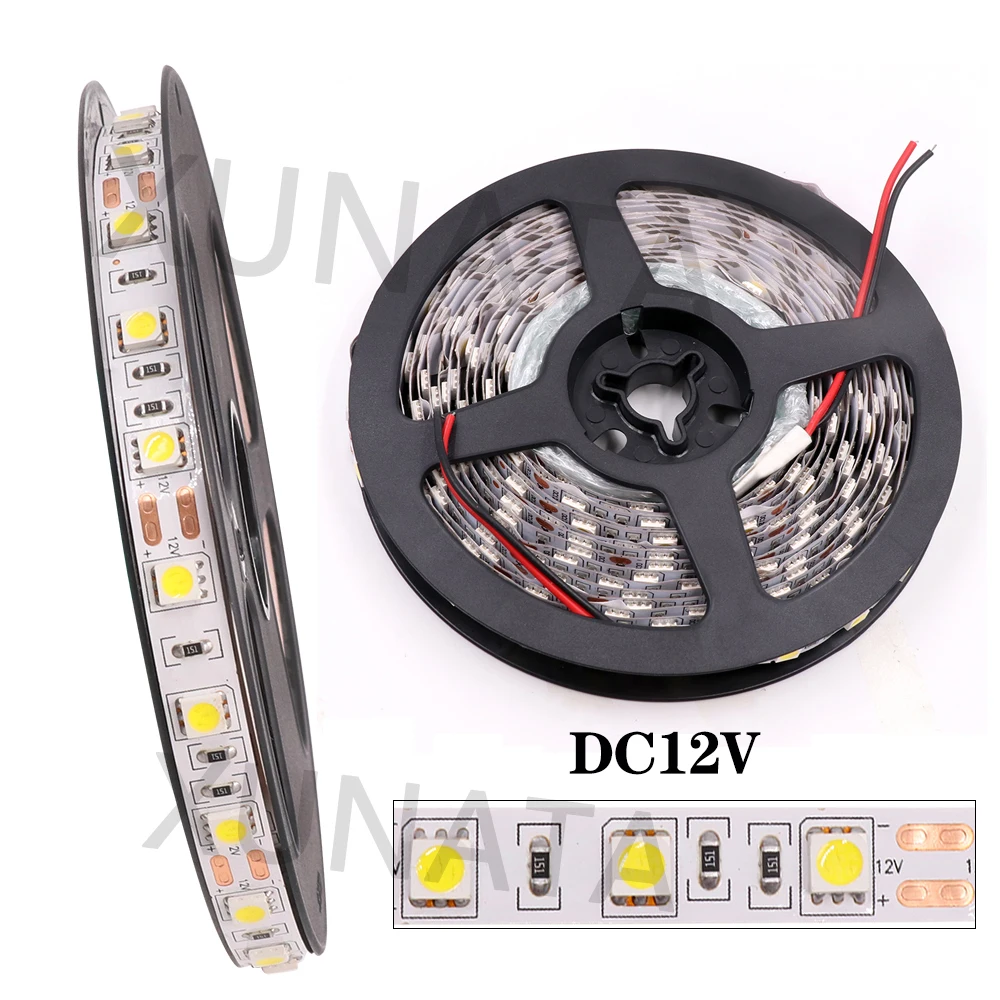 Светодиодная лента SMD5050 12 В 24 60 светодиодов/м водонепроницаемая Диодная