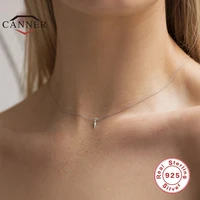 canner real 925 sterling silver geometric mini rivet diamond necklace for women clavicle choker necklace chain jewelry collares