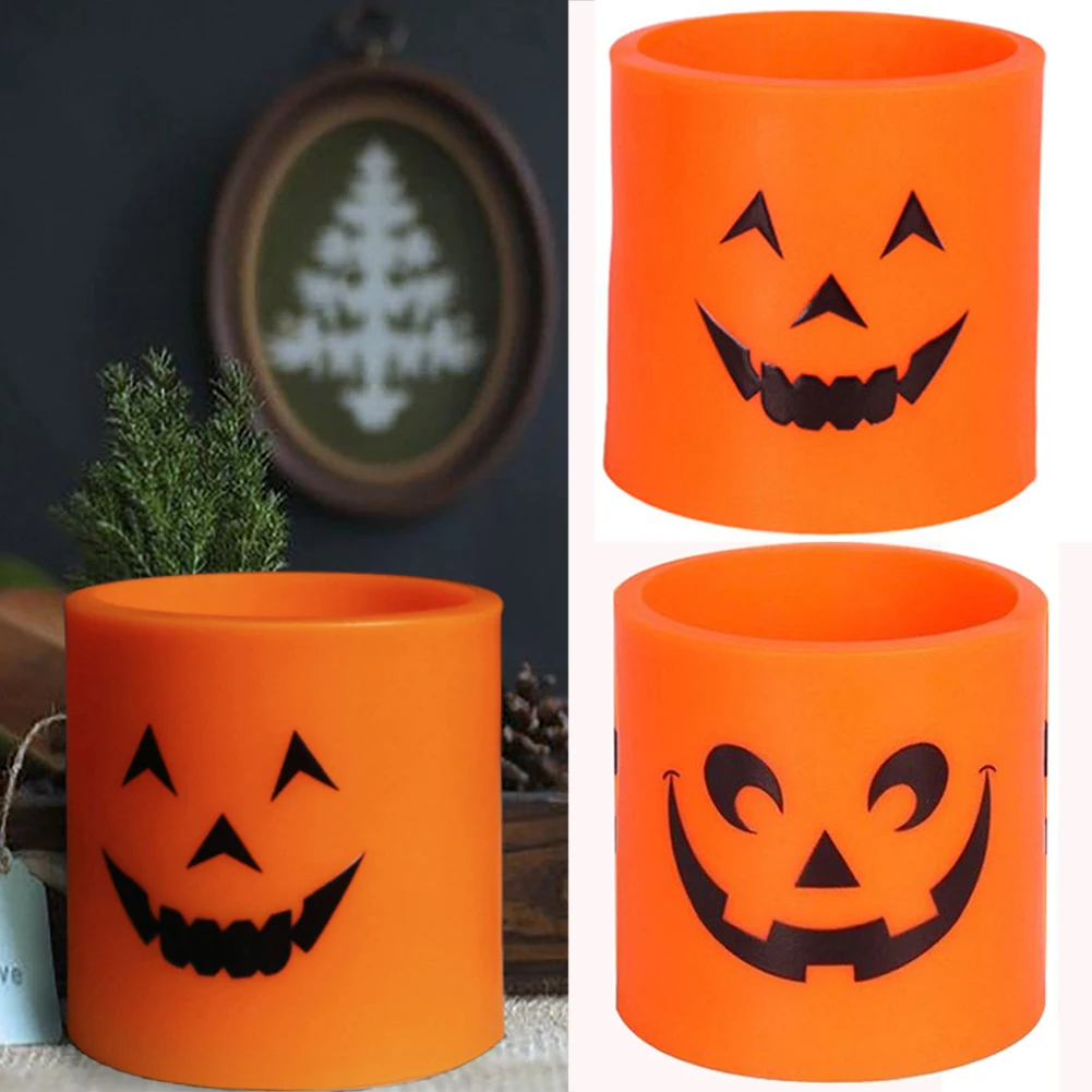 

6pcs Candles Hallowen Party Electronic Flickering Pumpkin Flameless Battery Operated