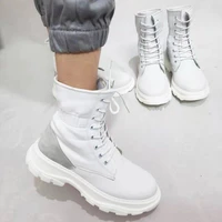 new autumn and winter new large size women shoes martin boots women thick soled slope heel lace up elastic women short boots