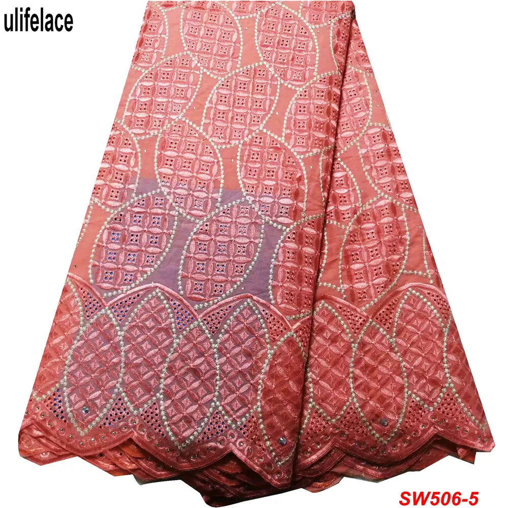 

Royal Blue High Quality African Dry Cotton Lace Fabric with Stone Nigeria Embroidery Eyelet Swiss Voile Lace Fabric SW-506
