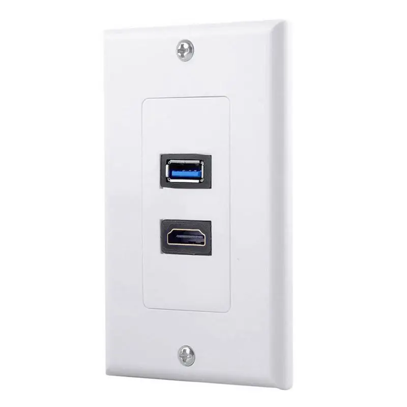 1x 2 порта HDMI + USB 3 0 Женский настенный лицевой панели розетка удлинитель белый |