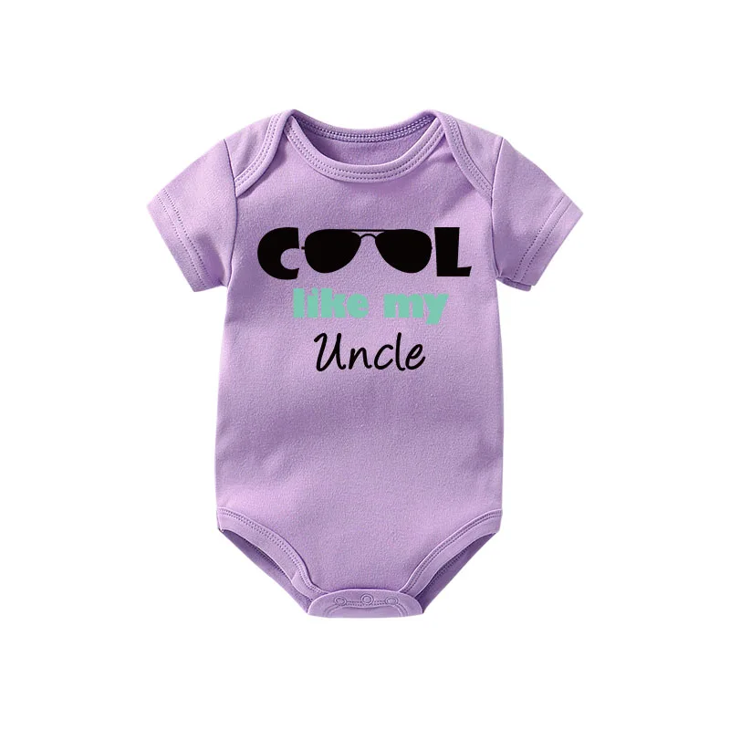 purplcool like aunt Culbutomind новорожденная девочка, одежда для детей с рисунком тети, Милый хлопковый короткий наряд с комбинезоном, Подарок Для Тети - Цвет: purplcool like aunt