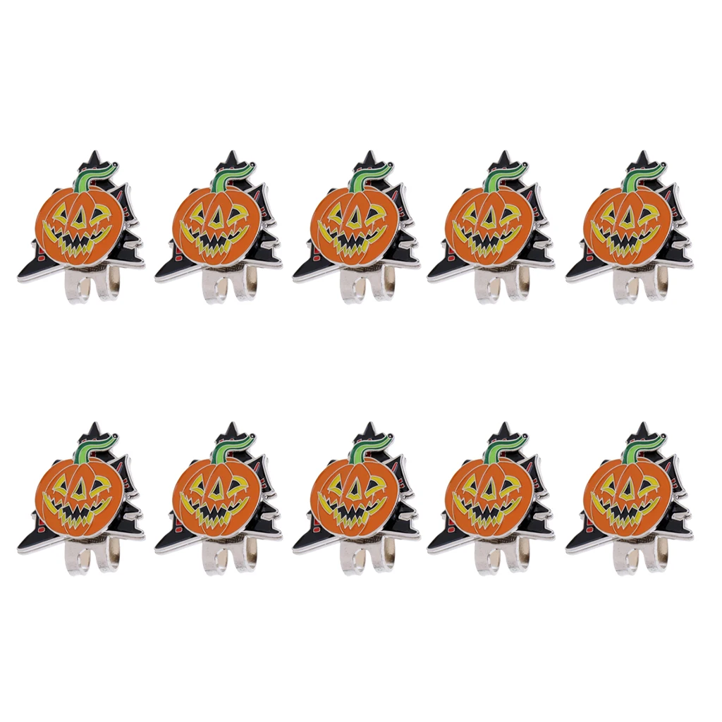 10 Pieces/Pack Halloween Pumpkin Hat Cap Clip Golf Ball Marker Gift | Спорт и развлечения