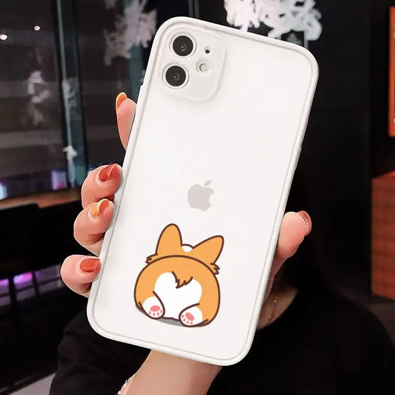 

Cute Corgi Butt Animal Puppy Phone Case Matte Transparent for iPhone 7 8 11 12 s mini pro X XS XR MAX Plus cover funda