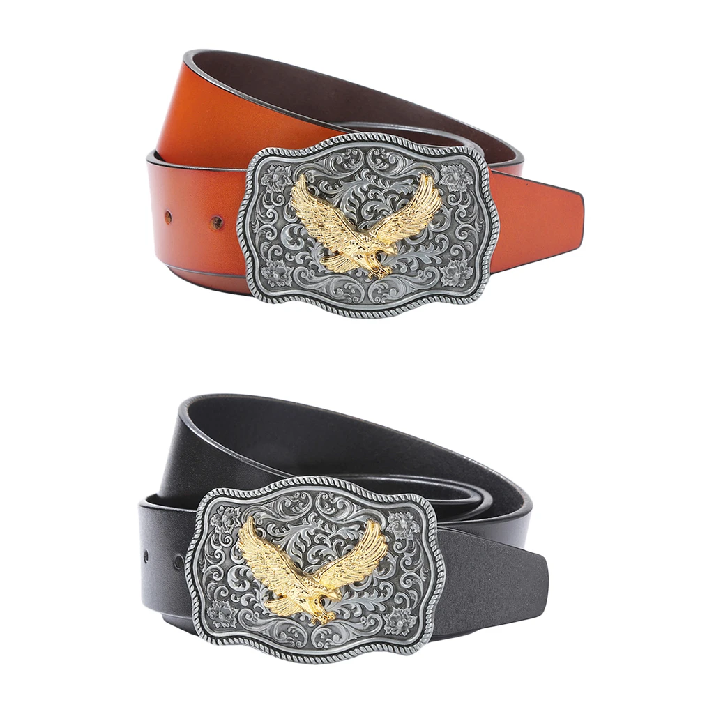 Винтажный кожаный ремень в стиле вестерн с пряжкой виде орла Арабеска индийский