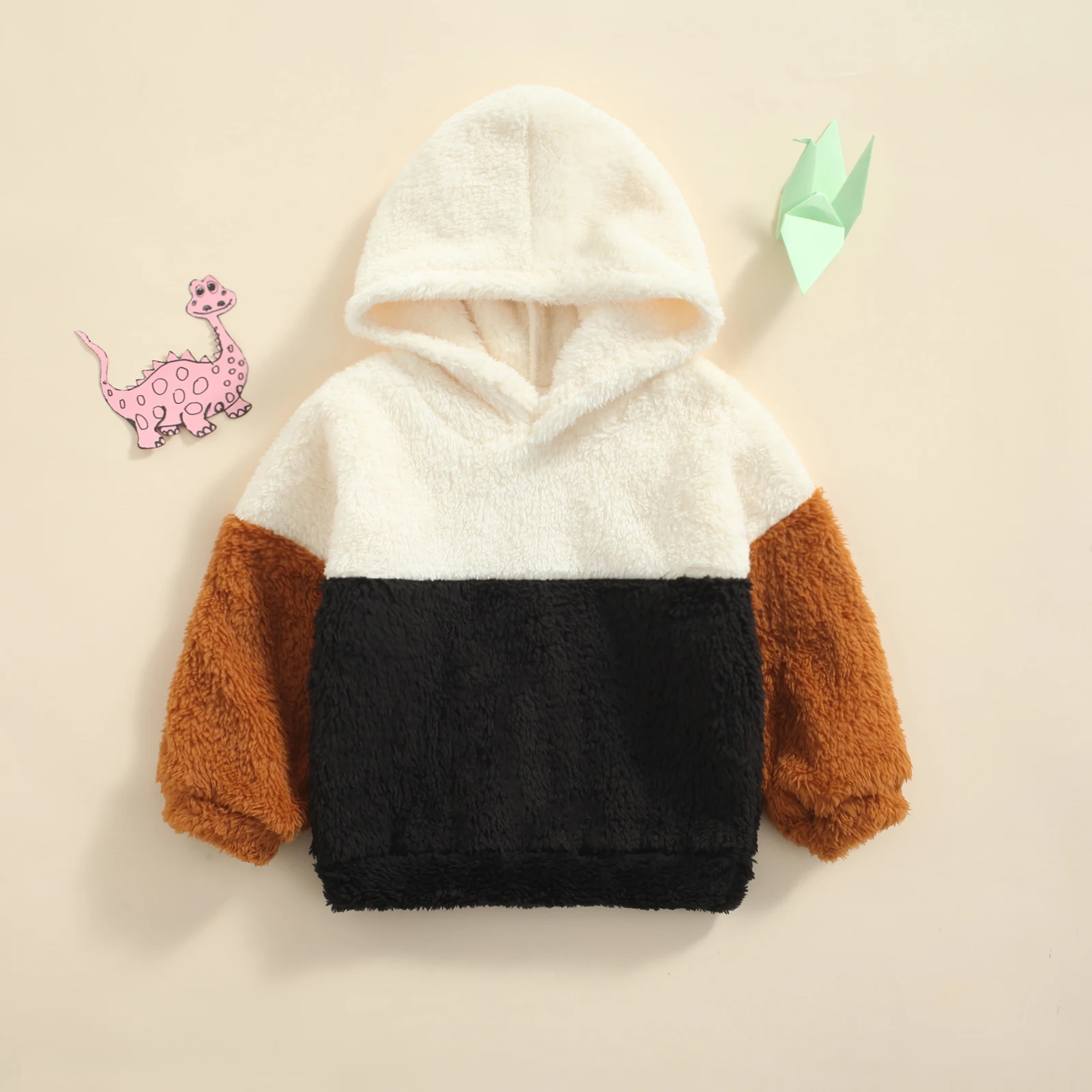 

Autumn Winter Baby Girls Boys Casual Sweatshirts Unisex Fleece Splicing Hooded Long Sleeves Loose Pullovers Shirt Hoodies Outfit