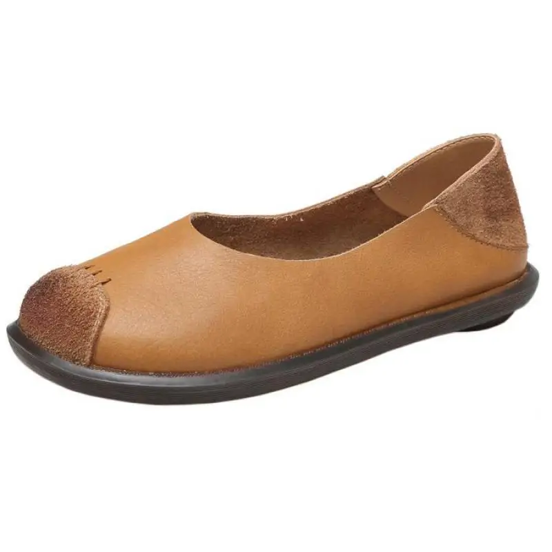 

Johnature Flats Women Shoes Genuine Leather 2021 New Spring/Autumn Round Toe Casual Shallow Leisure Concise Retro Ladies Shoes