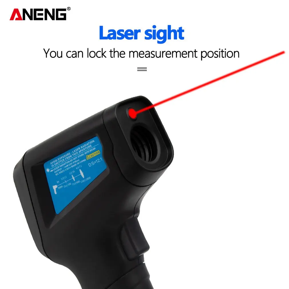 

New Digital Infrared Thermometer Gun Laser Temperature Meter Non contact IR Thermometer Pyrometer Hygrometer Color LCD Screen