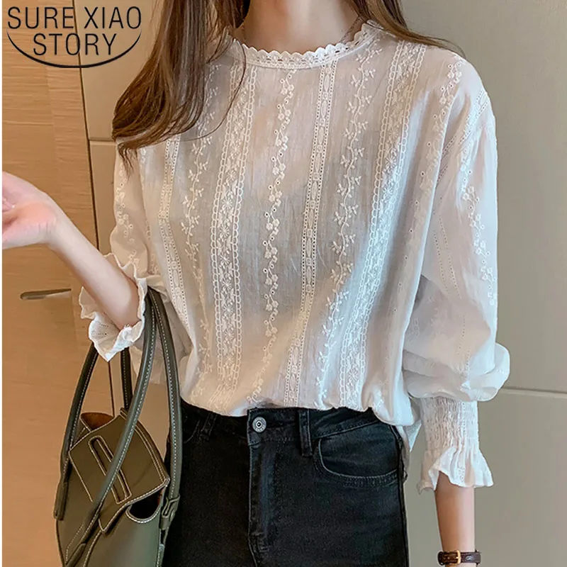 Blusas Mujer De Moda 2021 Осень модные женские белые шифоновые блузки с длинным рукавом