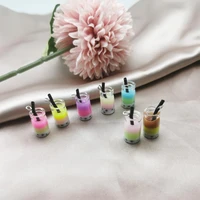 10pcslot colorful drink bottle design charms resin pearl milk tea bottle pendants earring finding for jewelry accessories yz884
