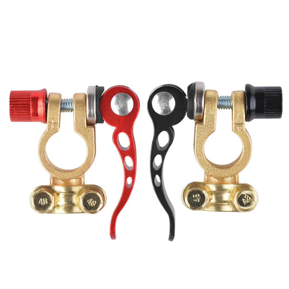 

2pcs Universal Copper Quick Disconnect Car Battery Cable Post Terminal Shut-Off Connectors Battery Terminal Protection Clamp