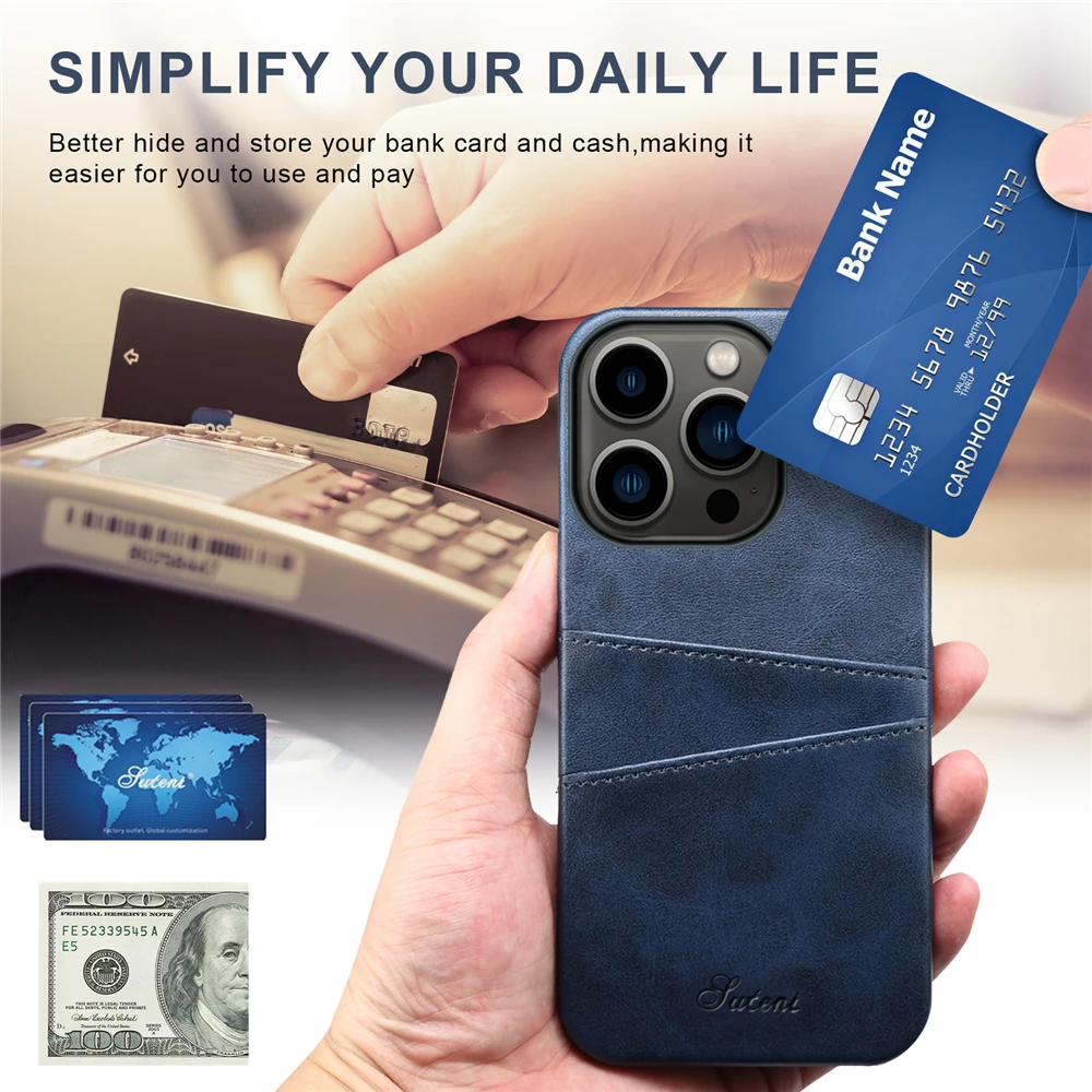 

Leather Card Slot Holder Cover For iPhone 13 Pro Max 12 Mini 11 XR X XS 7 Plus 8 SE 2020 Case Shockproof Phone Case Coque Fundas