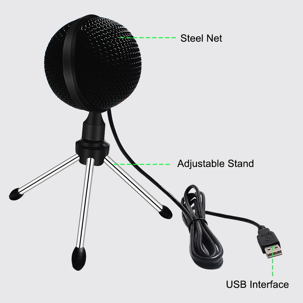 Usb микрофон конденсатор с подставкой штатив 360 градусов караоке микрофон для ноутбука Mikrofon набор вещания записи