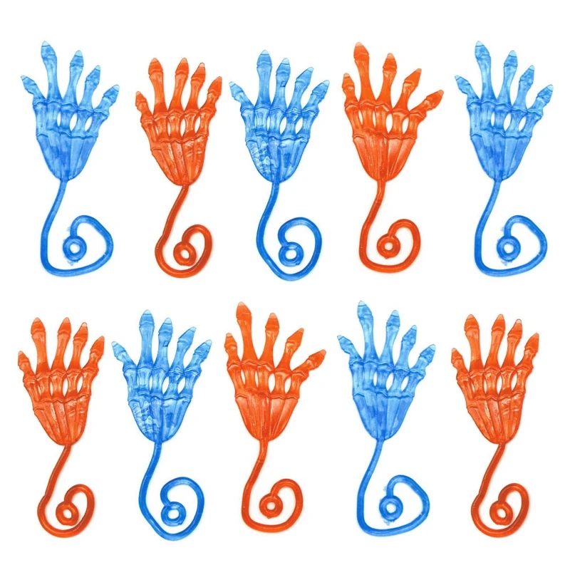 

10 Pcs/Pack Stretchy Skeleton Palm Sticky Hands Sensory Bendable Halloween Toy