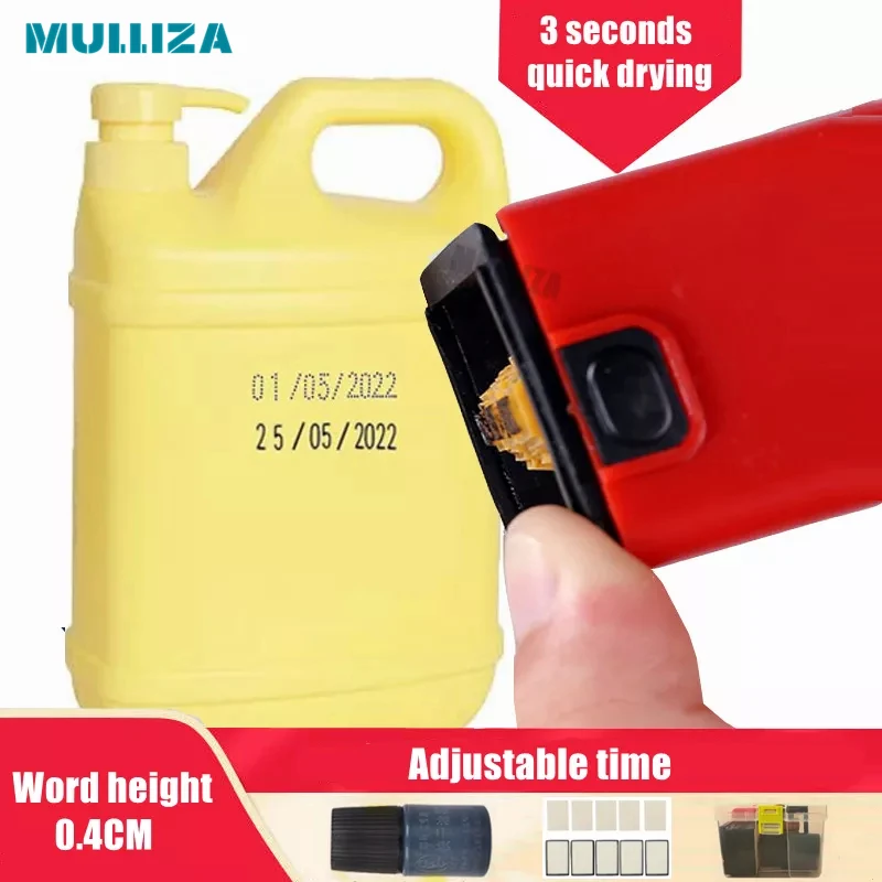 Portable Handheld Date Stamp Printer Quick-Drying Ink Date Printing Coding Machine for Food Plastic Bag Bottle Metal Can Printer