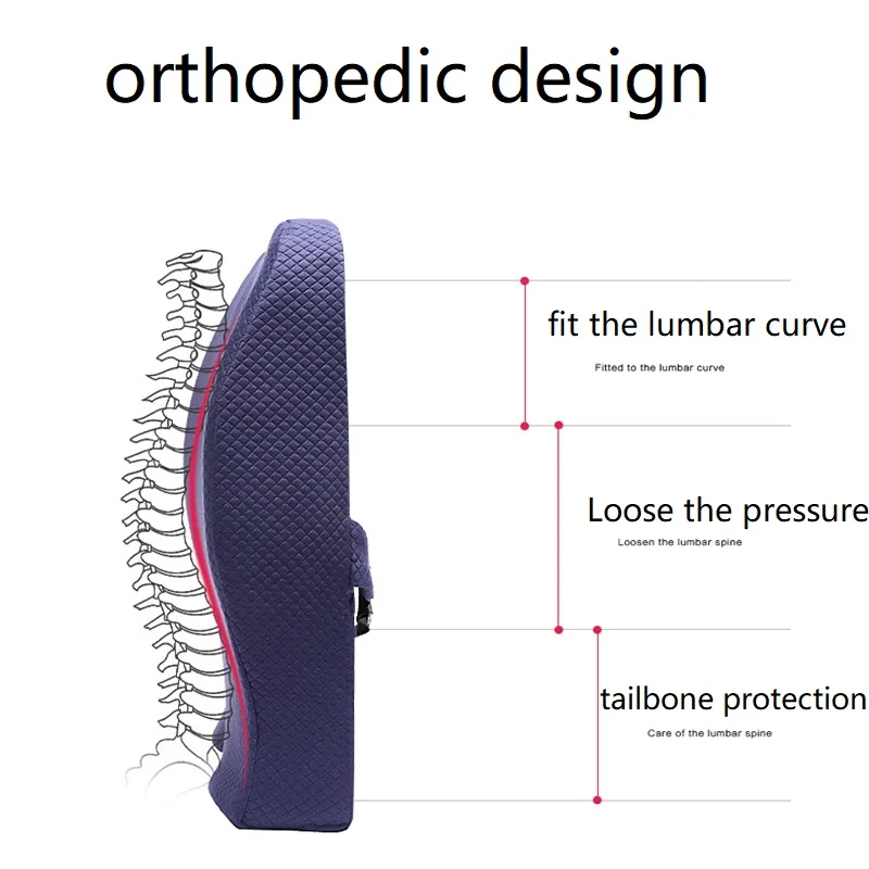 Ортопедическая подушка для кресла поддержка поясницы спинки хлопок офисного