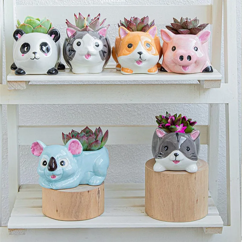 

Nordic Cartoon Cute Ceramic Mini Flowerpot Home Decor Succulents Pots Decorative Vase Accessories Micro Landscape Bonsai