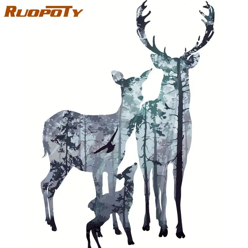 

Набор для рисования по номерам на холсте олень, 60 х75 см