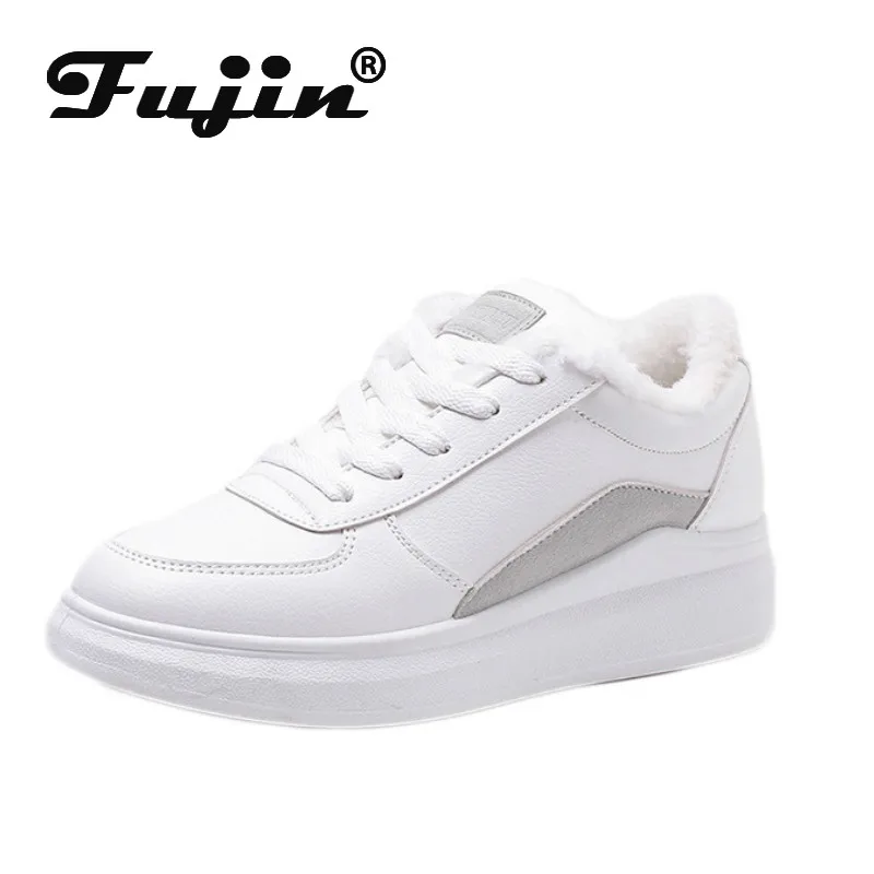Fujin 2020 зимняя плюшевая бархатная белая обувь на толстой подошве Повседневные