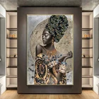Африканская черная женщина абстрактная фотография Женская Картина на холсте в национальном стиле для гостиной настенный Декор