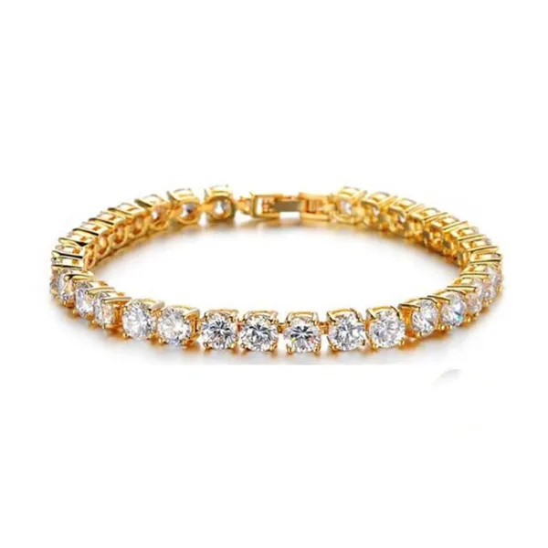 9 Хип-хоп Bling Iced Out мужской Рэппер браслет полный стразы проложить золотой цвет кубинские звенья цепи браслеты для мужчин ювелирные изделия - Окраска металла: 9
