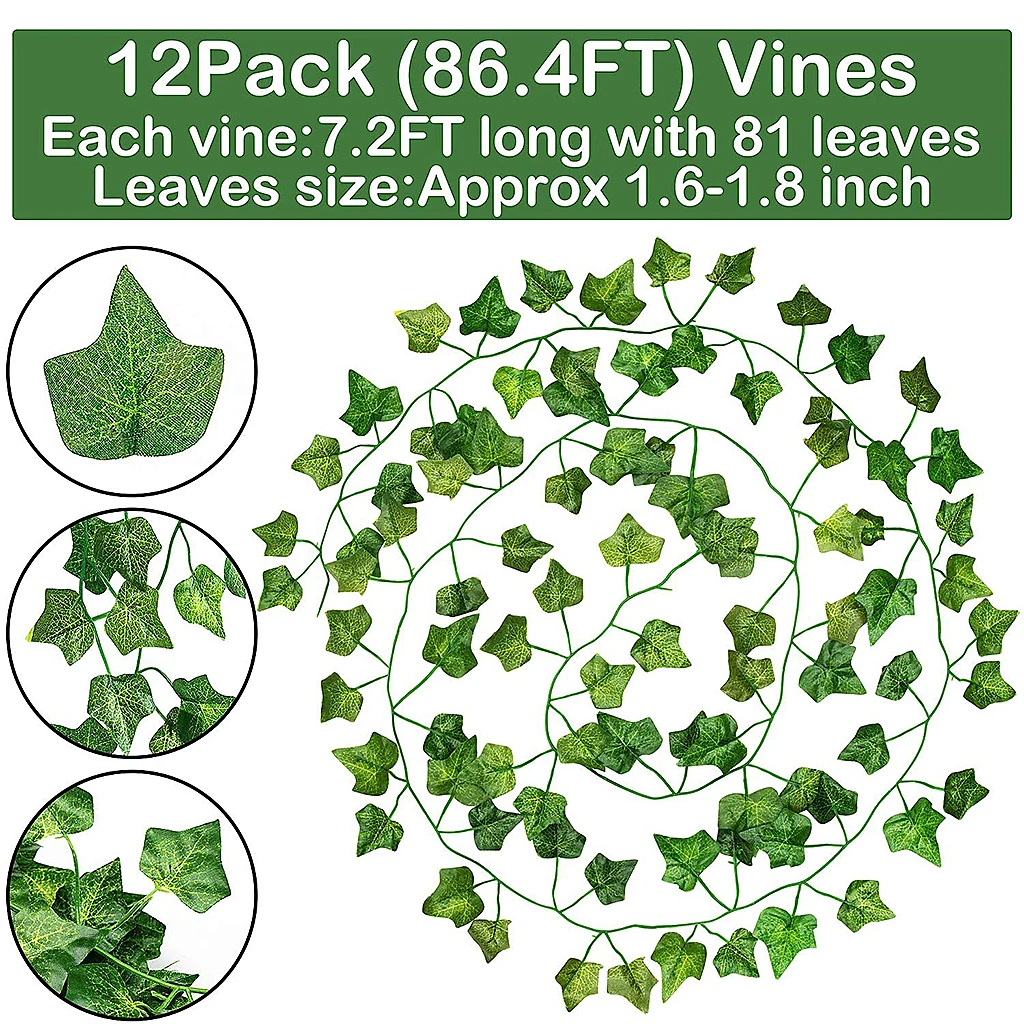 

86.4-Foot Artificial Ivy Leaf Garland ing Plants 12-Pack