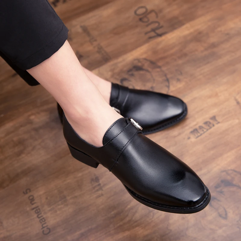 Men leather Casual Shoes mens pointed toe dress shoes high quality formal slip on Flats sandals man black brown Party Lofers | Обувь