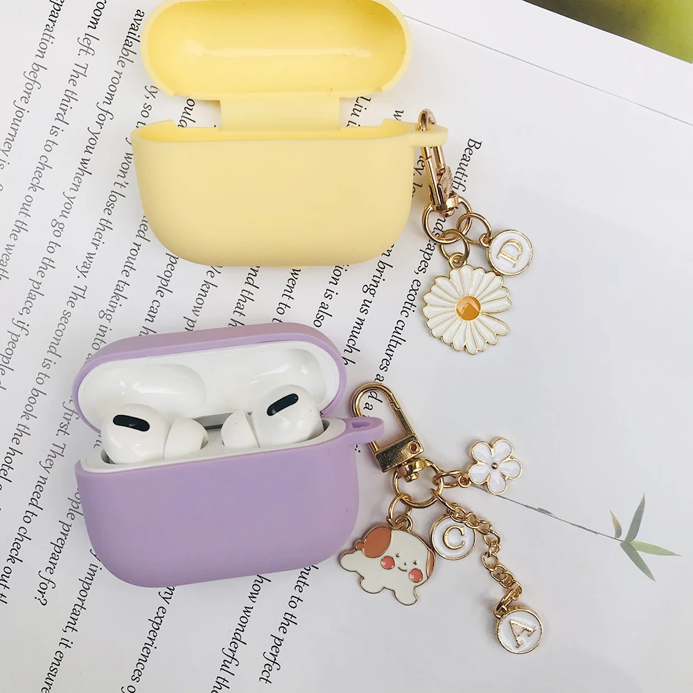 

sfor AirPods Pro Case with letter Keychain Cute Rabbit /dog Cartoon Pendant Silicone Earphone Case for Air Pods Pro Cover