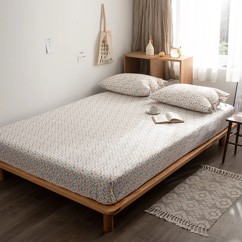 100% хлопок печатных простыней на резинке с полным вокруг из эластичной резины для