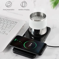 2 in 1 multifunctional heating mug cup warmer electric wireless charger phone charging pad mirror for home office coffee coaster