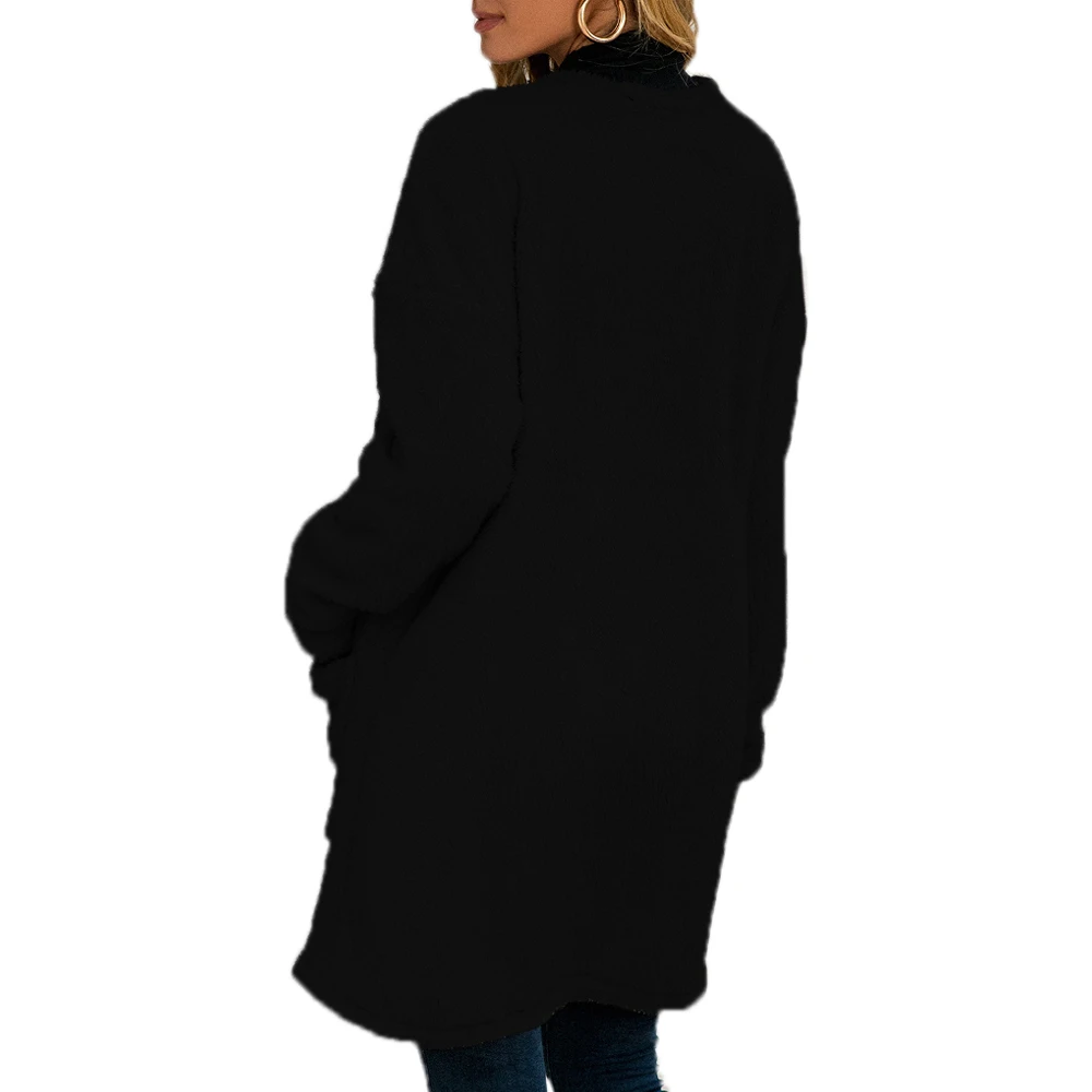 

VICABO Winter Women Faux Fur Overcoat Solid Color with Pockets Coat Autumn Warm Female Casual Loose Cardigan 2020 Jackets