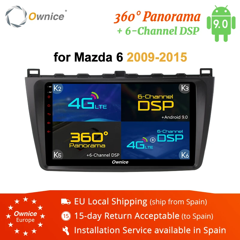 Автомобильный dvd проигрыватель Ownice K1 K2 K3 K5 K6 Octa 8 Core Android 1 с GPS навигацией для Mazda 6 2009