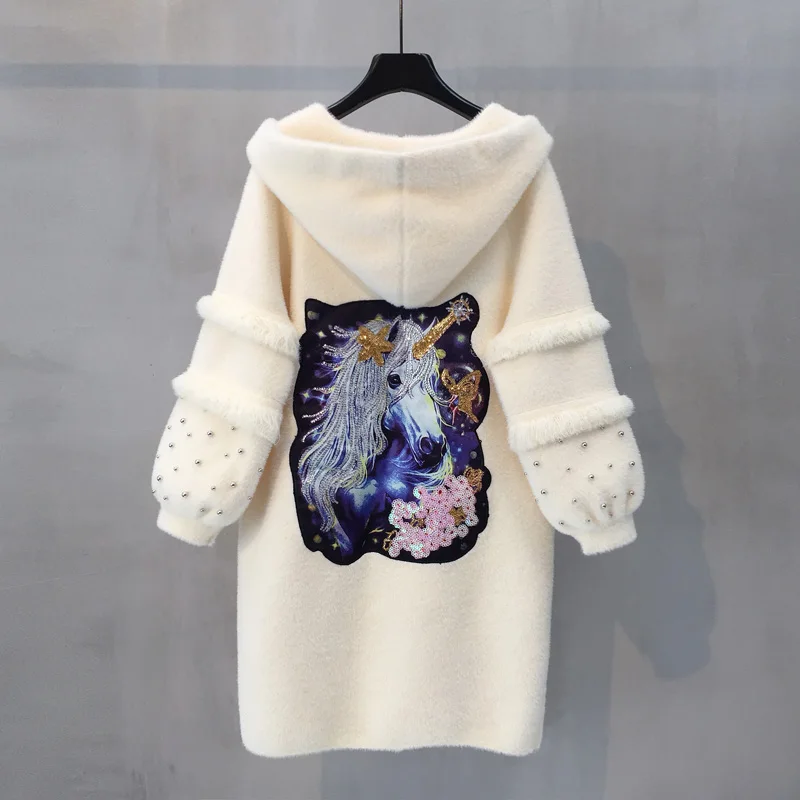 Норковый кашемировый свитер женский кардиган на осень и зиму мультяшный аниме