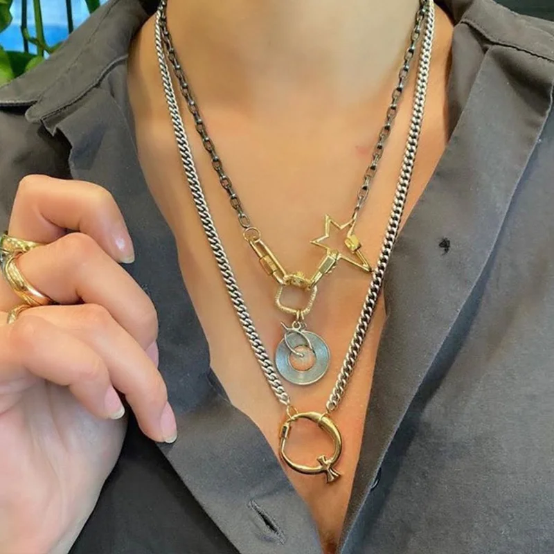 OCESRIO Gold Charms Carabiner Pendant Jewelry Bracelet Necklaces Floating Women CZ s DIY Making chm-a02 | Украшения и аксессуары