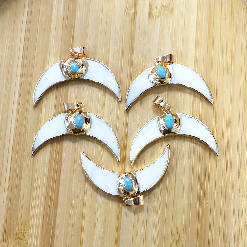 

Натуральный камень рога позолоченная подвеска голубой бирюзовый кулон для ювелирных украшений Hand-Made Племенной колье и сережек с голубыми аксессуары