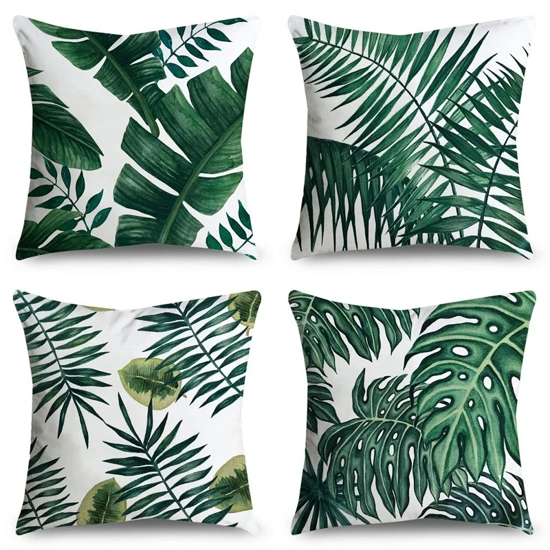 Тропические искусственные наволочки из полиэстера зеленые с растениями