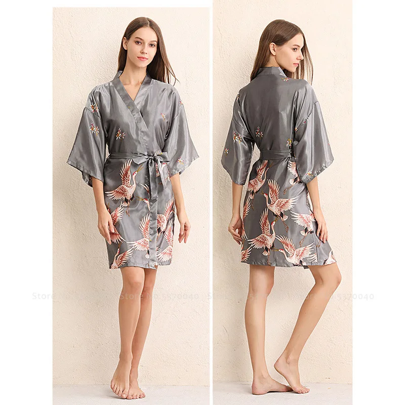 Кимоно в японском стиле банные халаты вечернее платье для сна атласное Женский