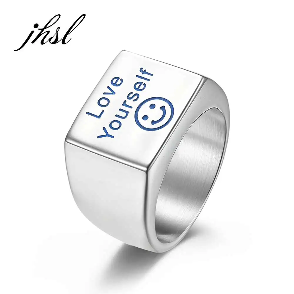 Серебристые кольца JHSL из нержавеющей стали для мужчин Модная бижутерия Love Yourself
