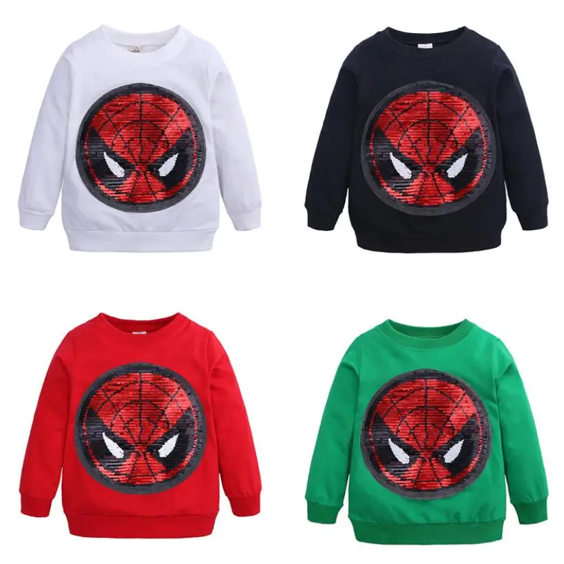 Мультфильм с узором из пайеток свитера для детей Топы длинными рукавами