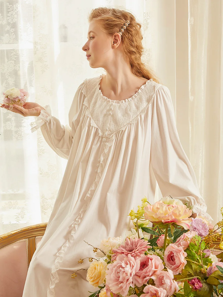 Nightgown Romantic Nightdress Elegant Autumn Women Loose Cute Long Princess Sleepwear Sleeve Night Gown Soft Comfortable | Женская