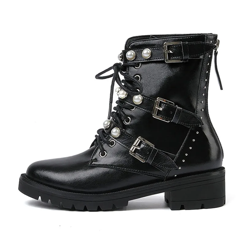 Coolcept/модные ботинки из натуральной кожи для отдыха женская обувь с жемчугом