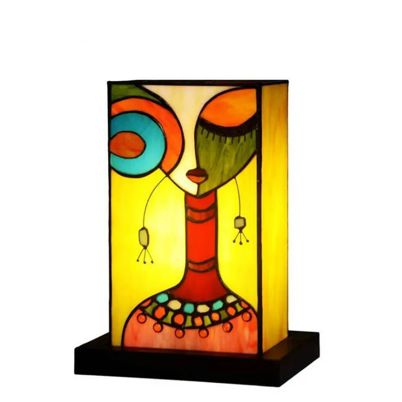 Художественная цветная настольная лампа из стекла для фойе мастерской квартиры