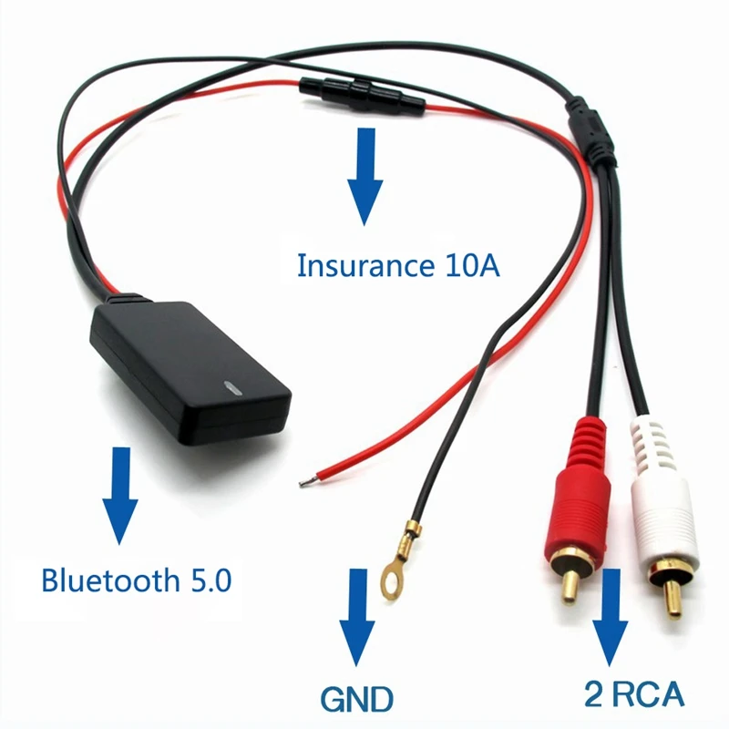 Универсальный модуль приемника Bluetooth AUX адаптер с 2 кабелями RCA для автомобильного