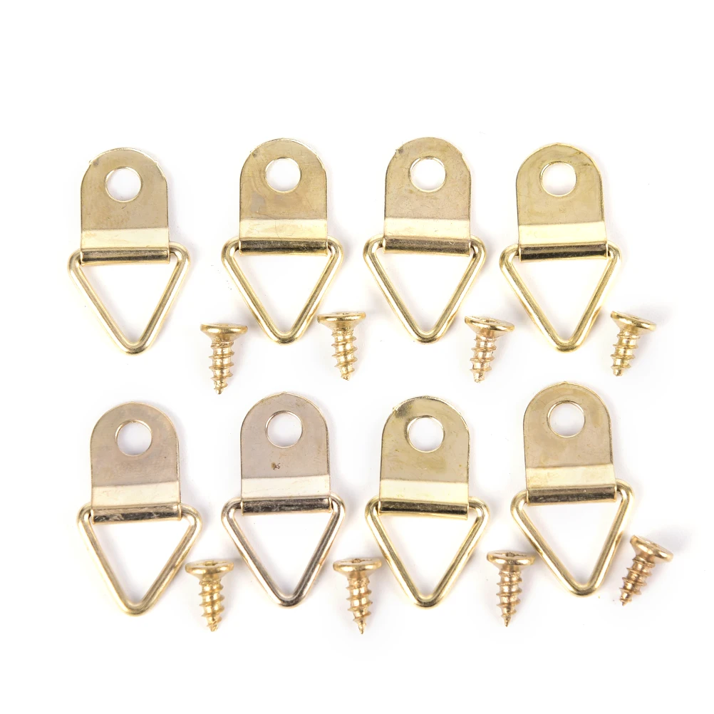 Photo Picture Frame Wall Mount Hanger Hook Ring Iron Wholesale 100Sets New Golden Hangers Brass Triangle | Обустройство дома