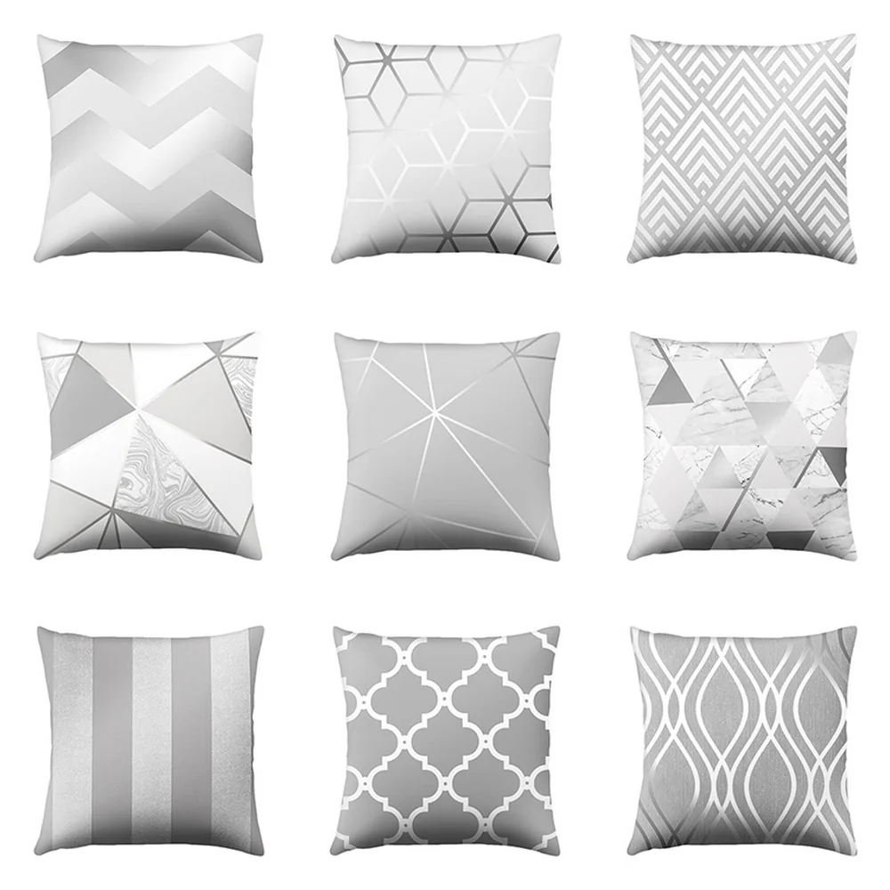 Gray Striped Geometric Cushion Cover Pillowcase 45*45cmThrow Pillow Home Bedroom Sofa Decorations | Дом и сад
