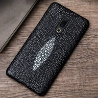 genuine leather phone case for meizu 16th plus 16 16x 17 pro 7 plus cases luruxy cowhide pearl fish texture back cover funda