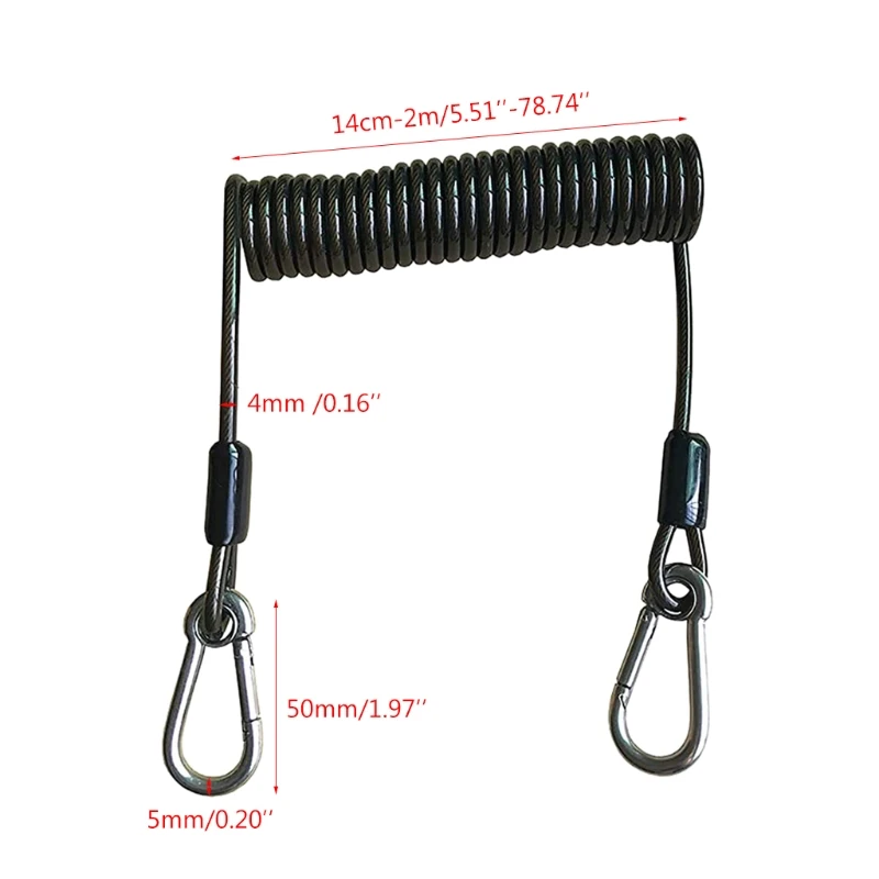 

Retractable Tool Lanyard Fishing Coiled Lanyard Heavy Duty Safety Rope Wire Rope for Kayak Paddles Sea Fishing
